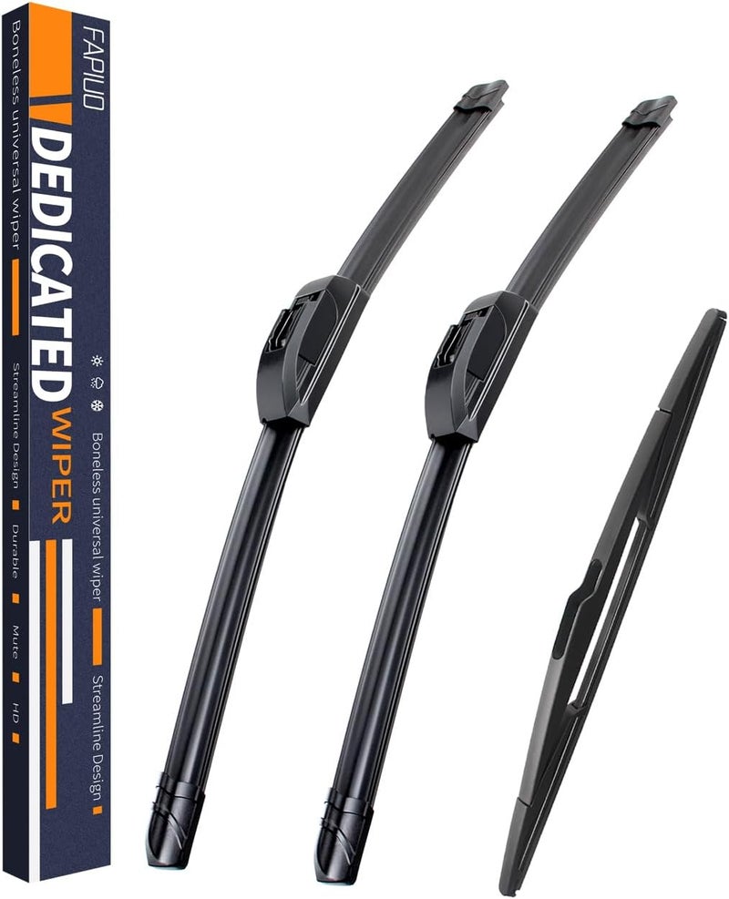 FAPIUO Replacement for Ford Edge 2007-2015, Lincoln MKX 2007-2015 Silent Wipers - Front and Rear Windshield Wipers 26"/20"+14" Full Blade Set (3 Pack) - Image 1
